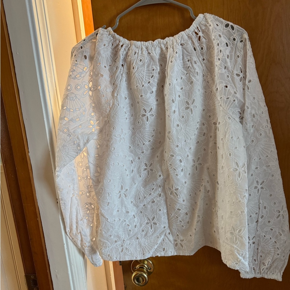 Lilly Pulitzer White Eyelet Lace Women's Top - Picture 3 of 3